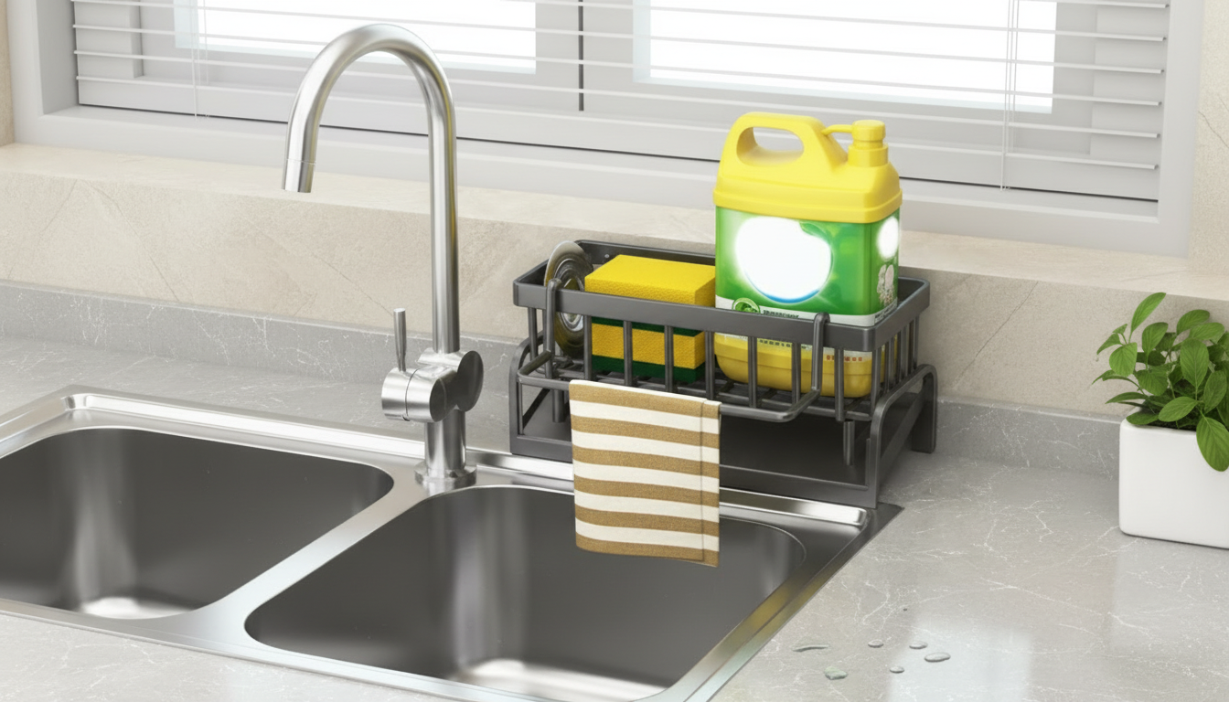 Self-Draining Metal Sink Rack for a Drier Counter
