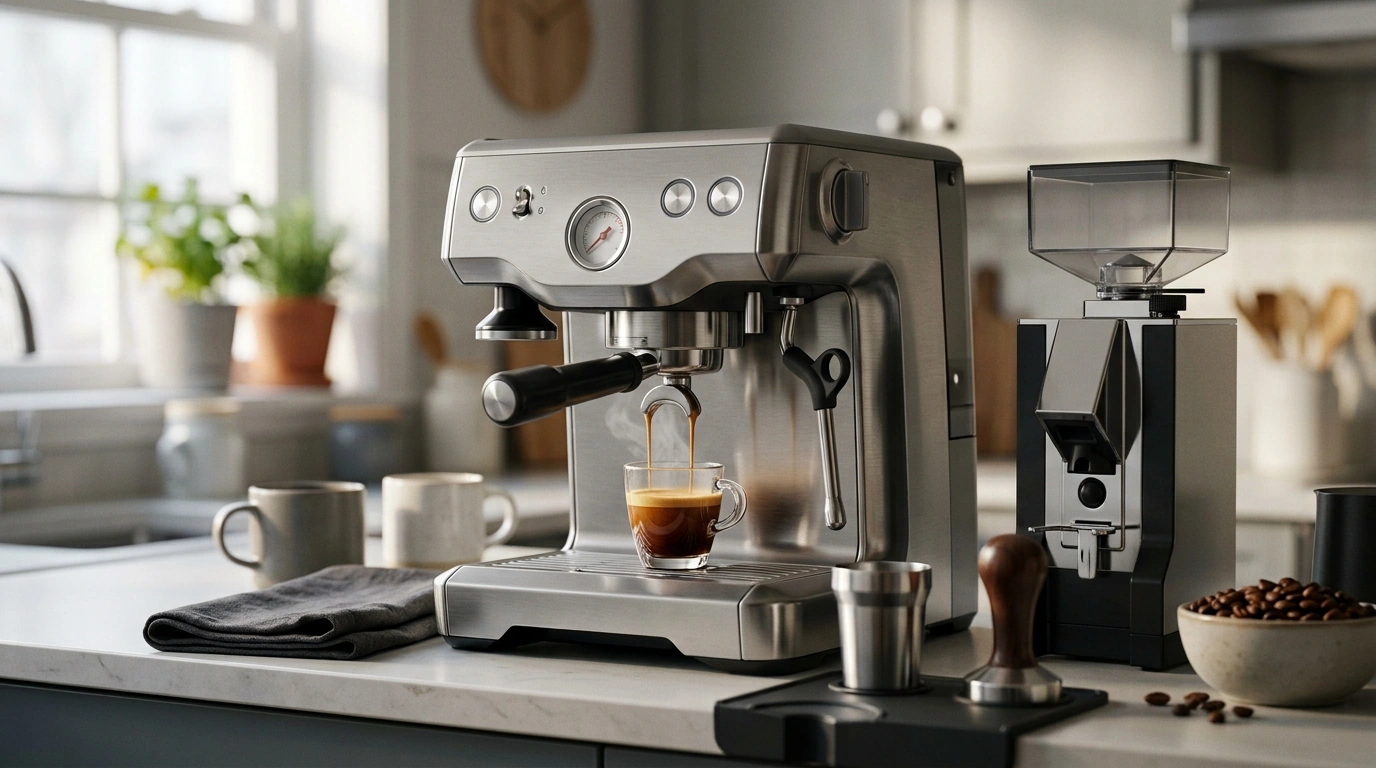 20-Bar Semi-Auto Espresso Machine: Temp Control, 58mm