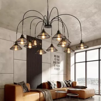 Vintage Iron Chandelier: Industrial Minimalism for Living Rooms